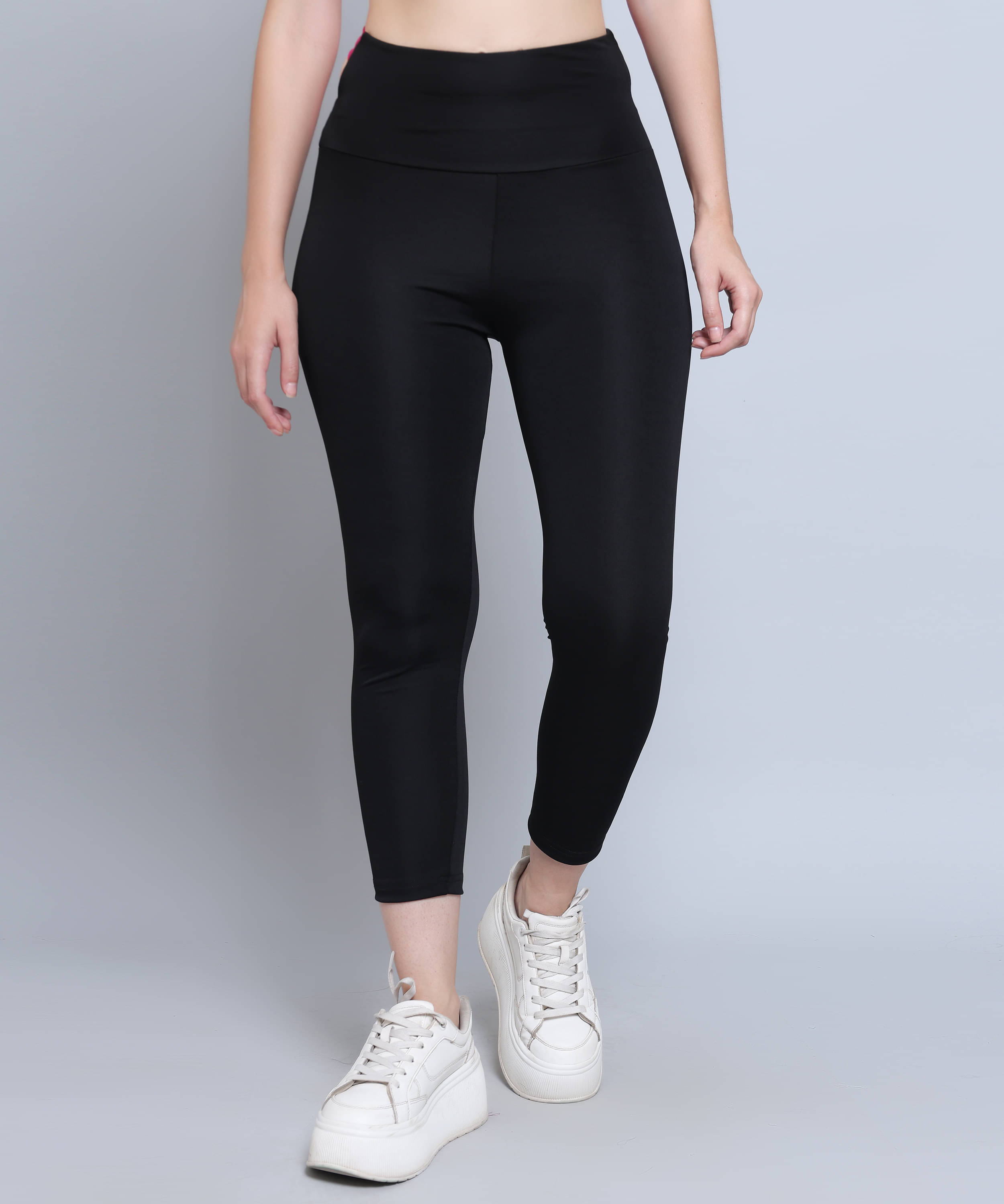     			N-Gal Black Polyester Color Blocking Tights - Single