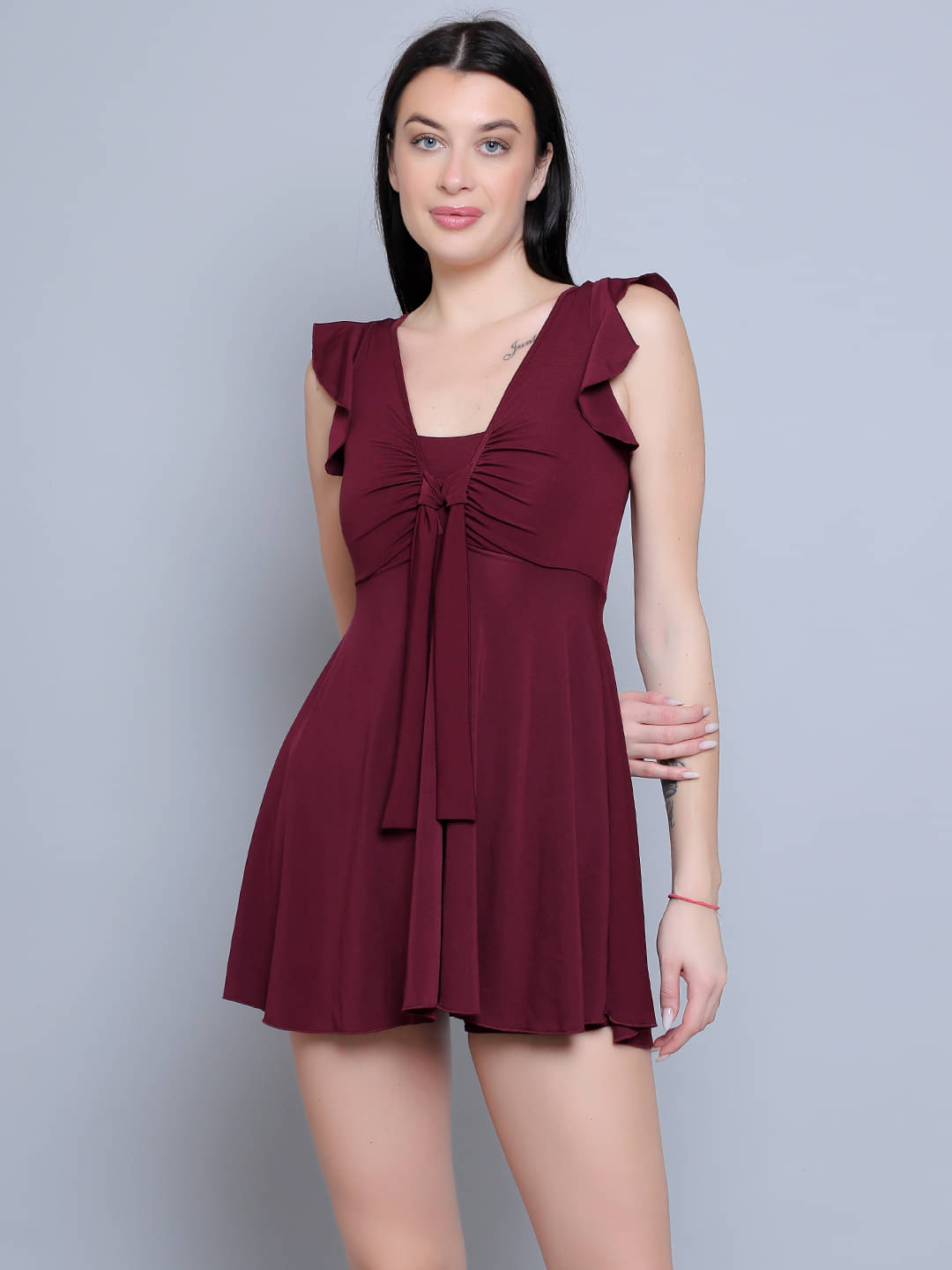 N-Gal Lycra Maroon One Piece Swimsuit without Skirt - Single N-Gal Lycra Maroon One Piece Swimsuit without Skirt - Single