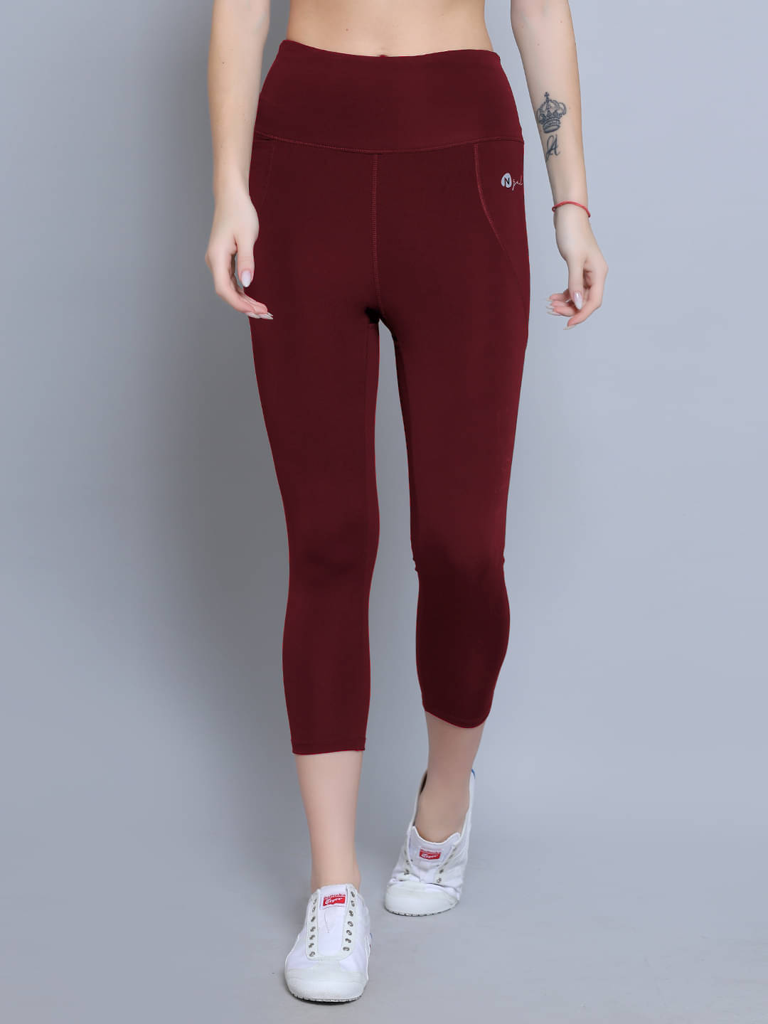     			N-Gal Wine Polyester Solid Tights - Single