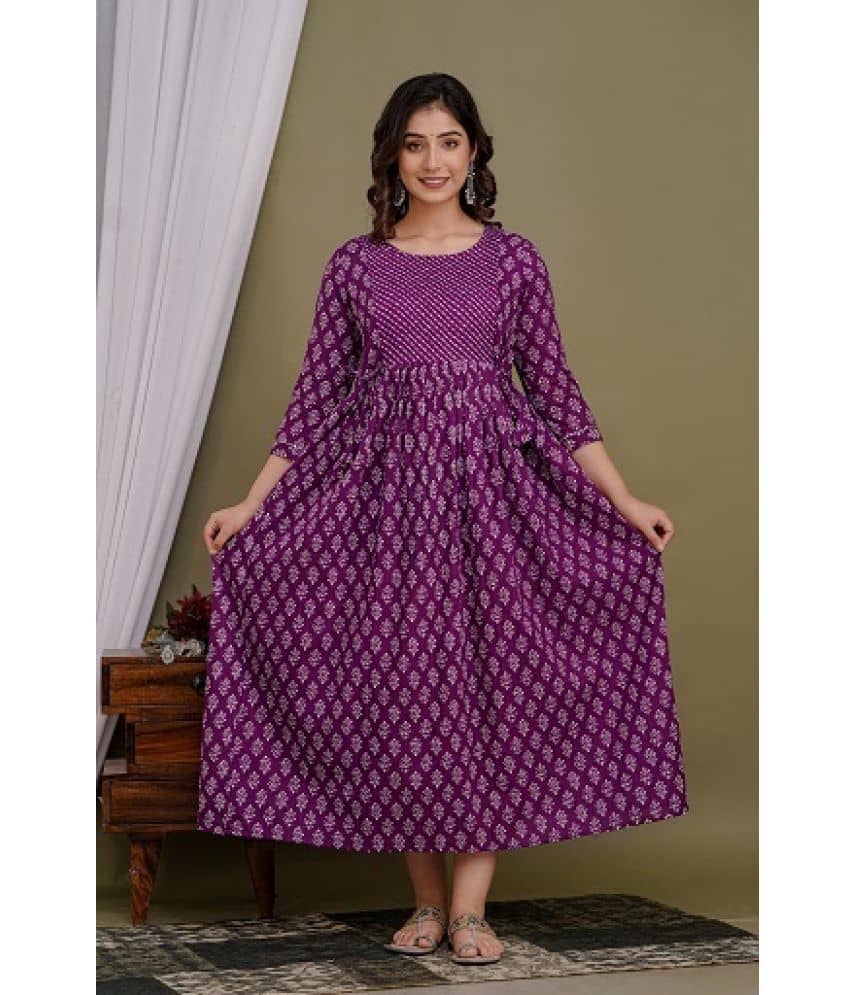 Nevisha Style Purple Cotton Maternity Kurta