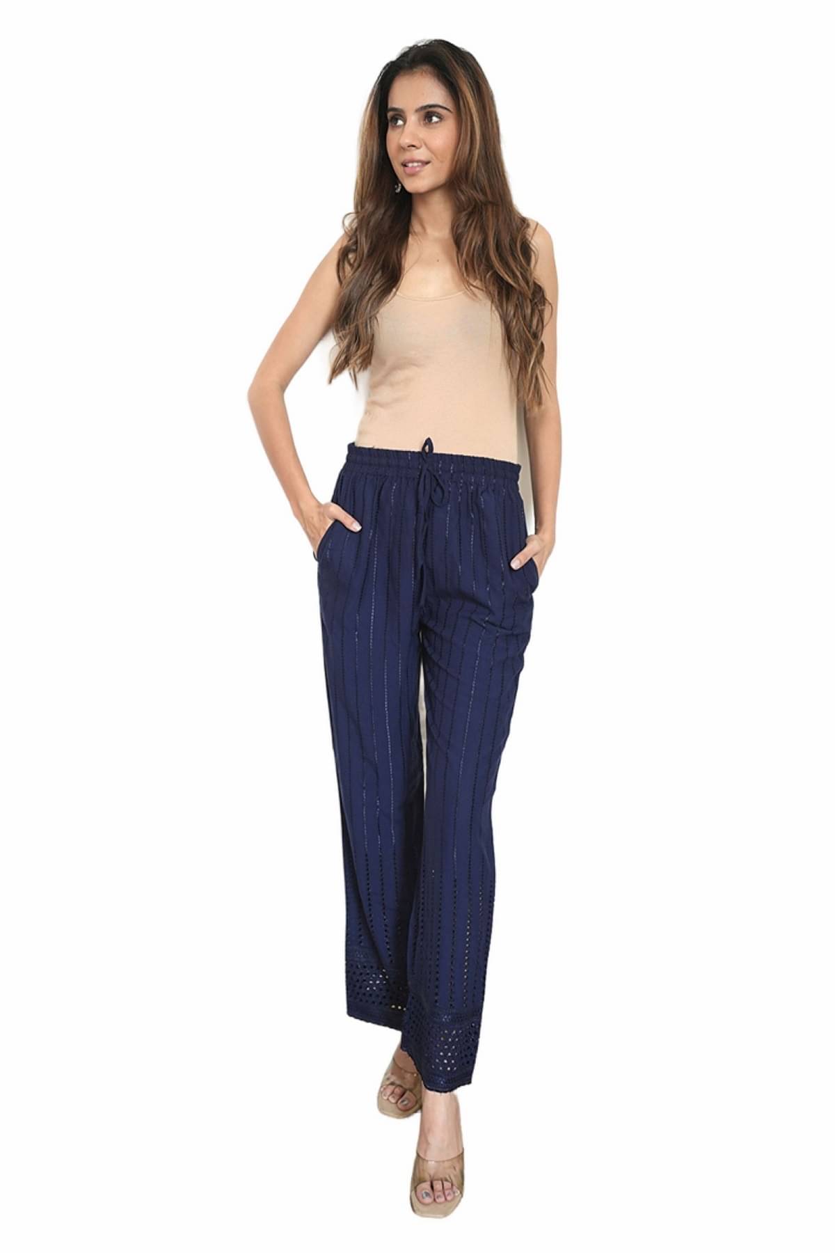    			POSHIDA - Navy Blue Viscose Women's Palazzo ( Pack of 1 )