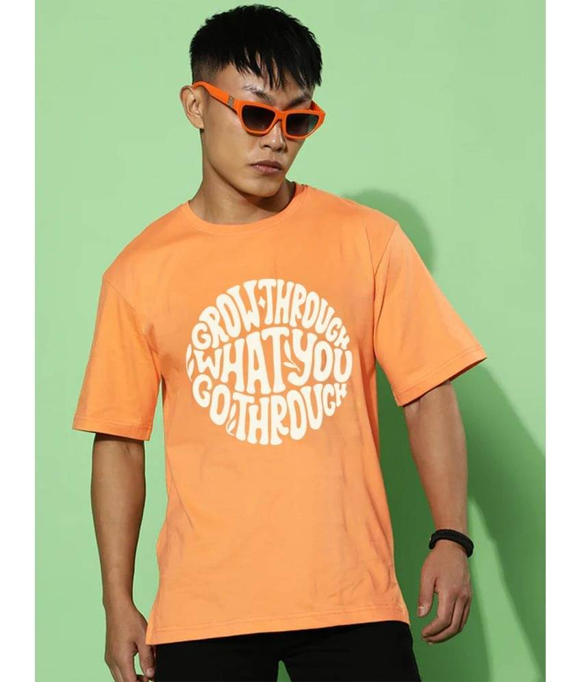 Veirdo Pack of 1 Cotton Oversized Fit Men's T-Shirt ( Orange )     			Veirdo Pack of 1 Cotton Oversized Fit Men's T-Shirt ( Orange )