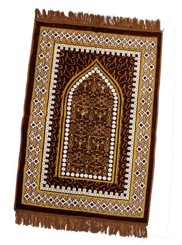 ADIRNY Brown Single Regular Velvet Prayer Mat ( 110 X 70 cm ) ADIRNY Brown Single Regular Velvet Prayer Mat ( 110 X 70 cm )