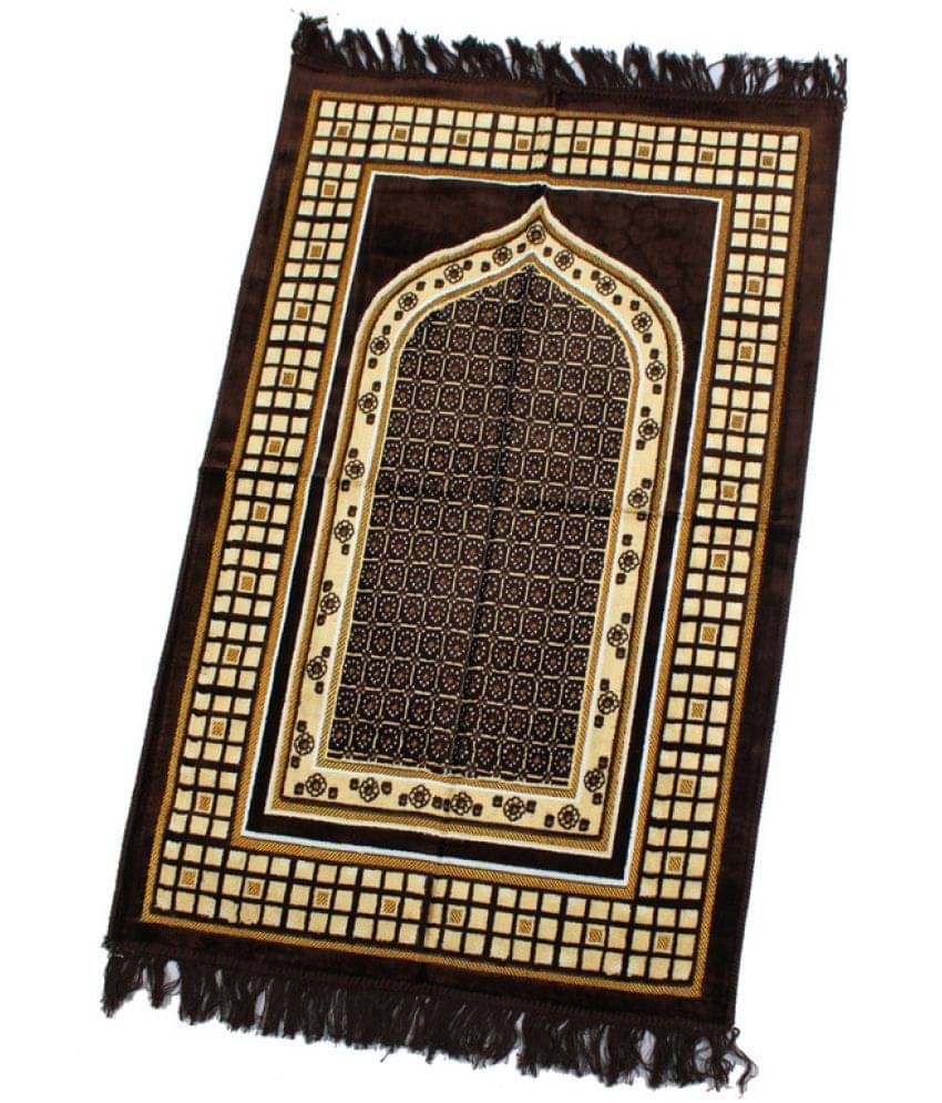     			ADIRNY Brown Single Regular Velvet Prayer Mat ( 110 X 70 cm )