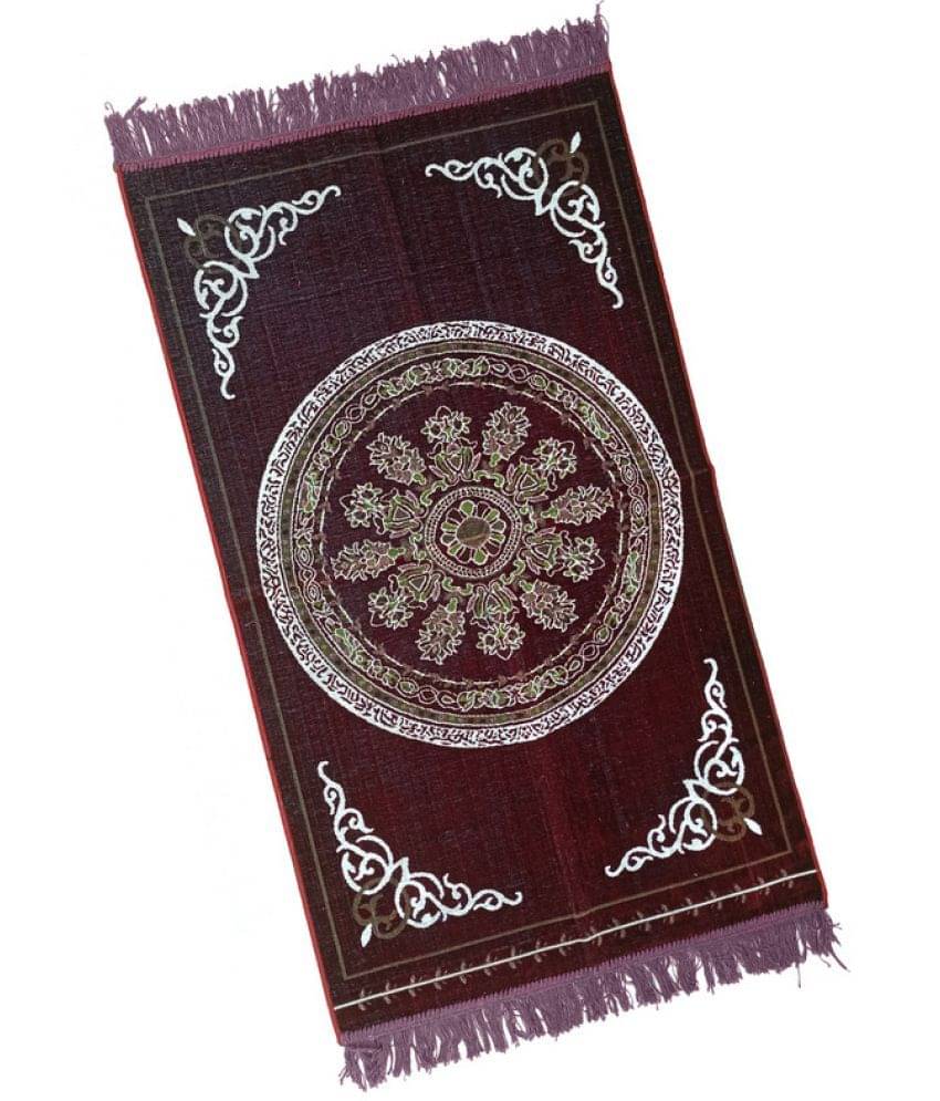     			ADIRNY Maroon Single Regular Velvet Prayer Mat ( 115 X 65 cm )
