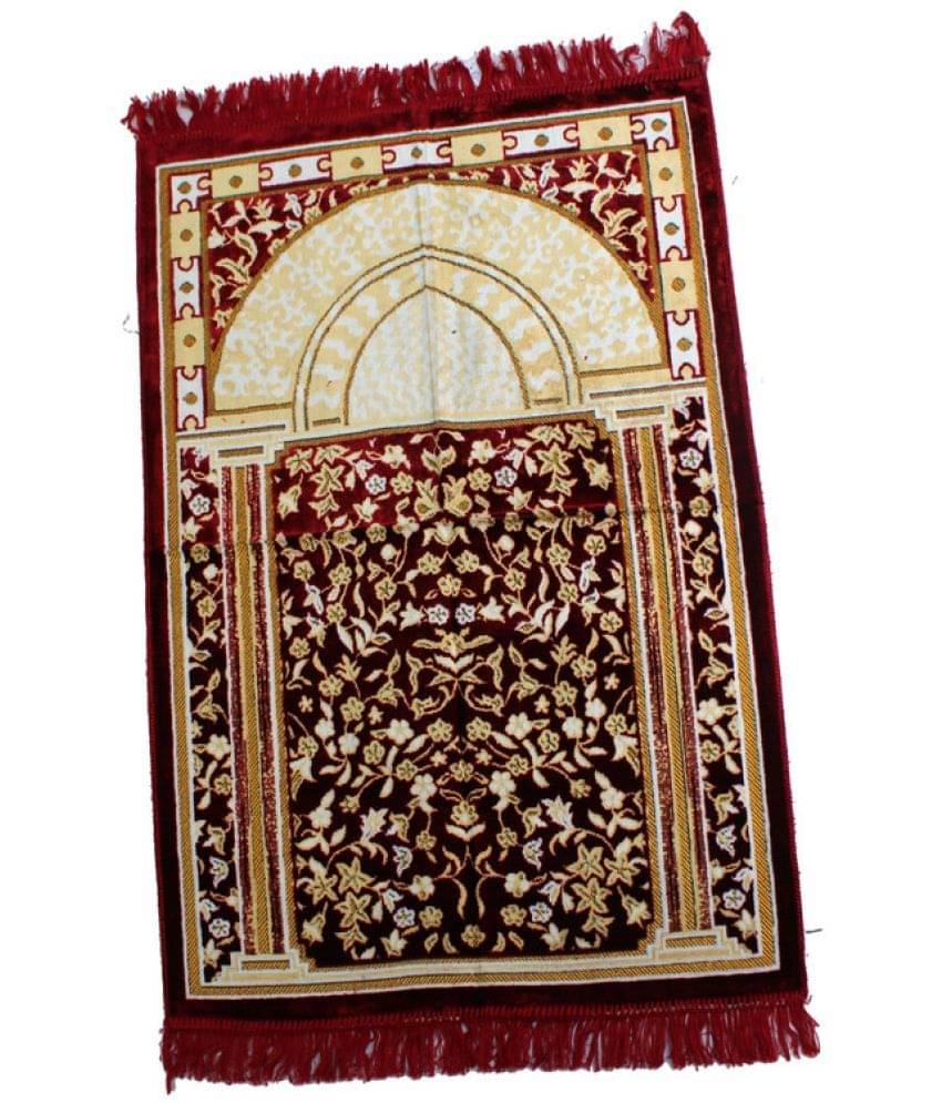     			ADIRNY Maroon Single Regular Velvet Prayer Mat ( 110 X 70 cm )