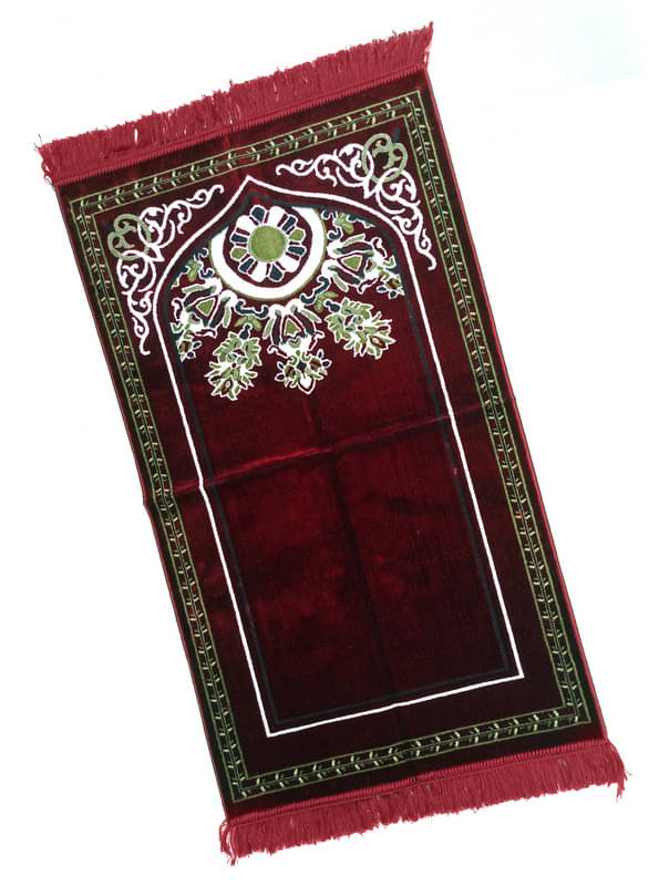     			ADIRNY Maroon Single Regular Velvet Prayer Mat ( 115 X 65 cm )