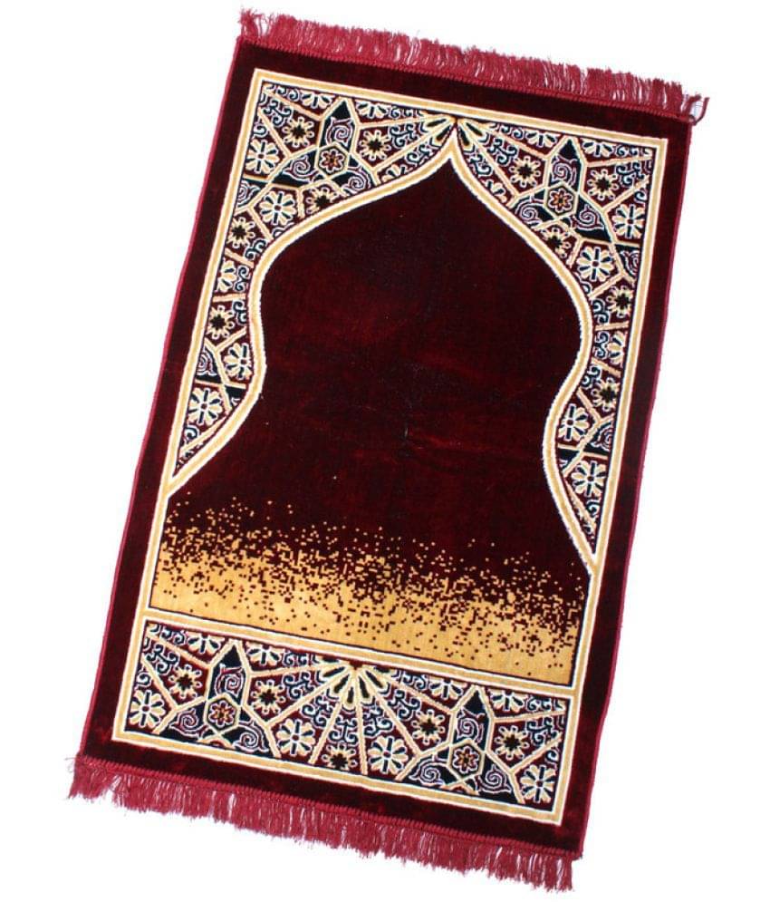 ADIRNY Maroon Single Regular Velvet Prayer Mat ( 110 X 70 cm ) ADIRNY Maroon Single Regular Velvet Prayer Mat ( 110 X 70 cm )