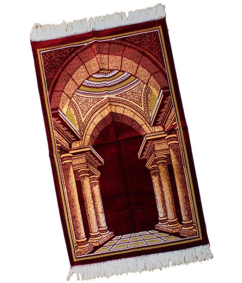     			ADIRNY Maroon Single Regular Velvet Prayer Mat ( 110 X 70 cm )
