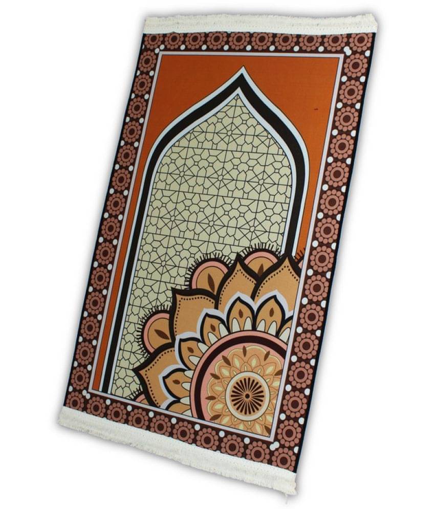 ADIRNY Orange Single Regular Poly Cotton Prayer Mat ( 110 X 70 cm ) ADIRNY Orange Single Regular Poly Cotton Prayer Mat ( 110 X 70 cm )