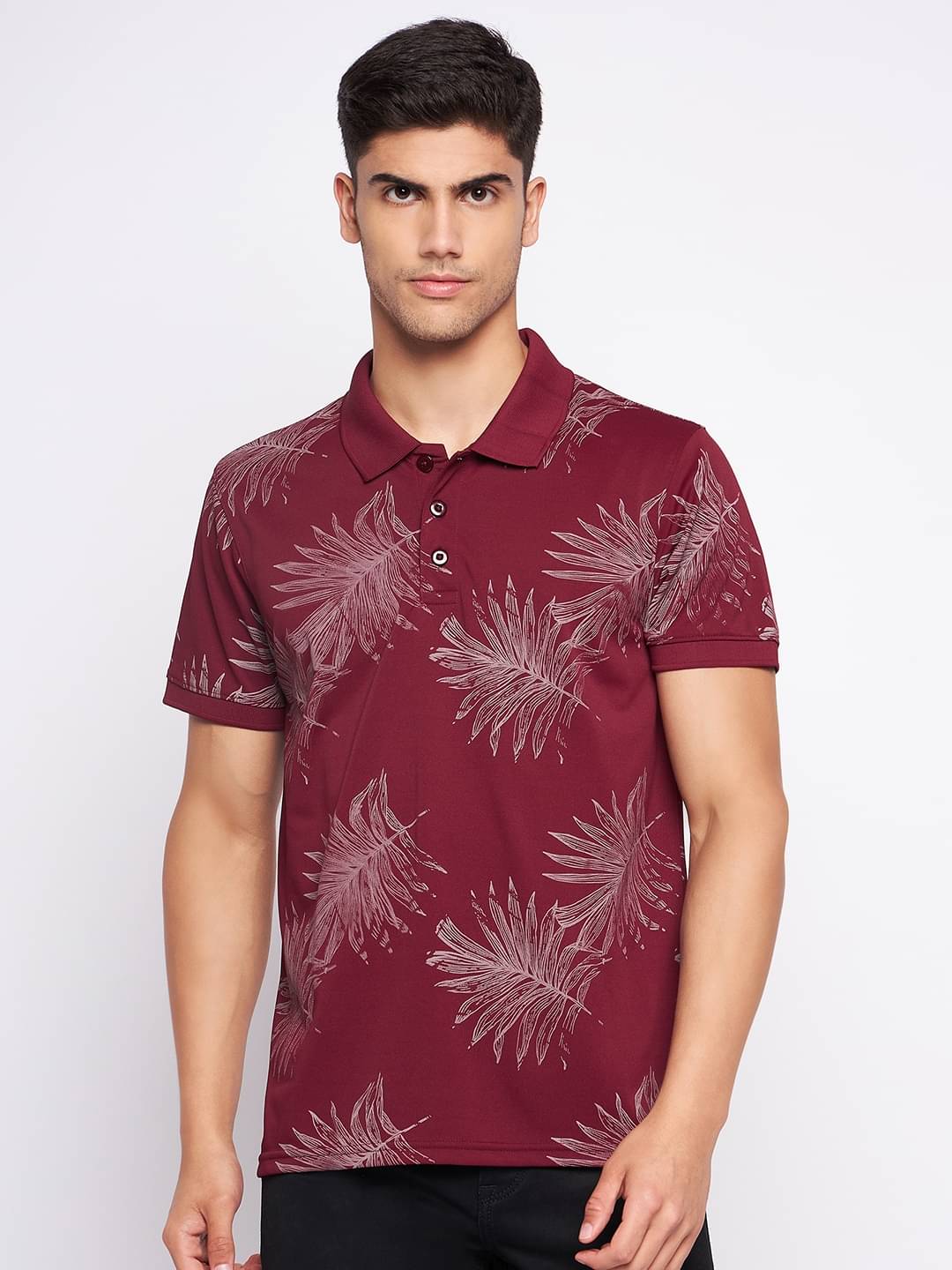    			Auxamis Pack of 1 Cotton Blend Regular Fit Printed Half Sleeves Men's Polo T Shirt ( Maroon )