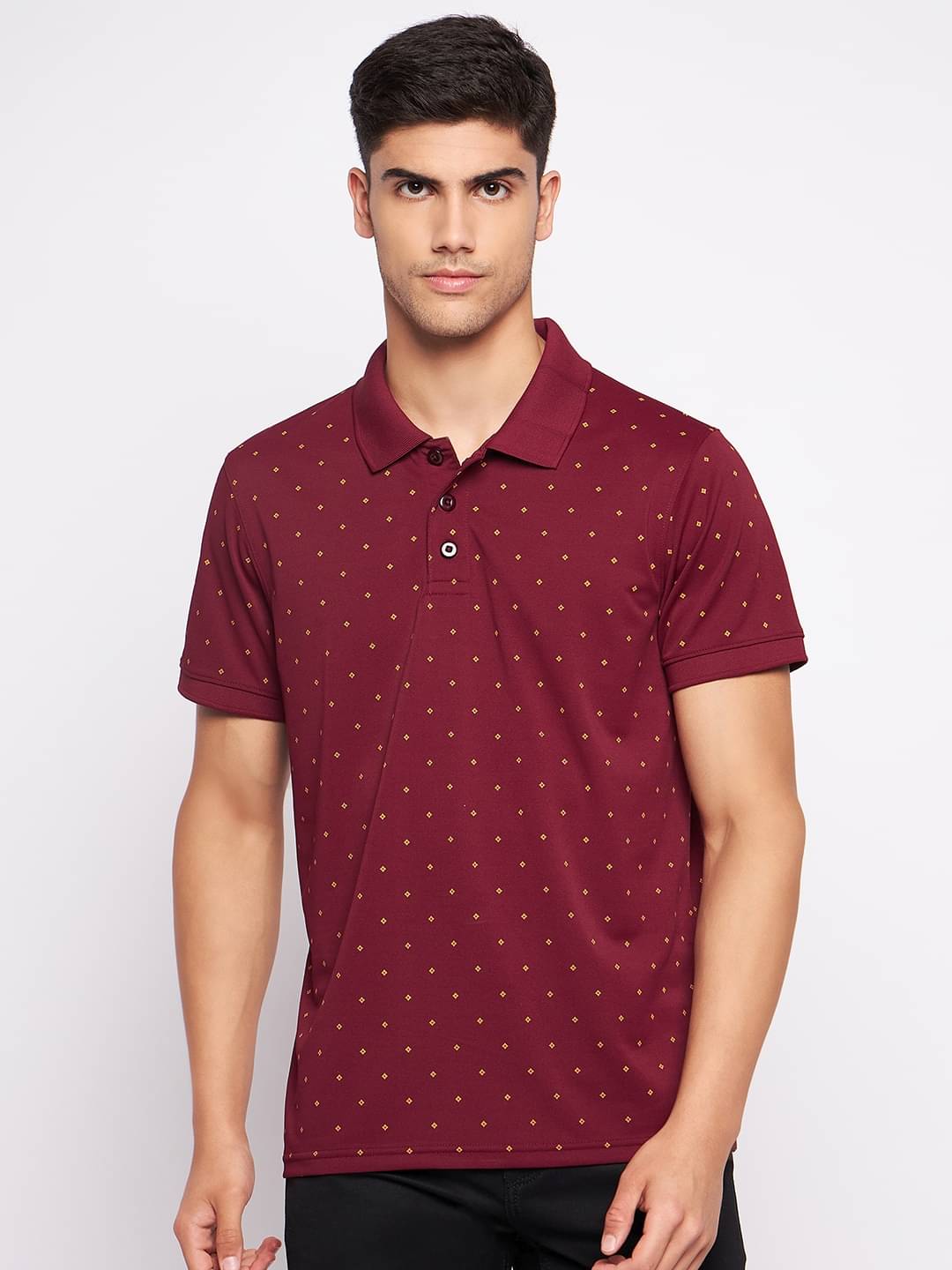     			Auxamis Pack of 1 Cotton Blend Regular Fit Printed Half Sleeves Men's Polo T Shirt ( Maroon )