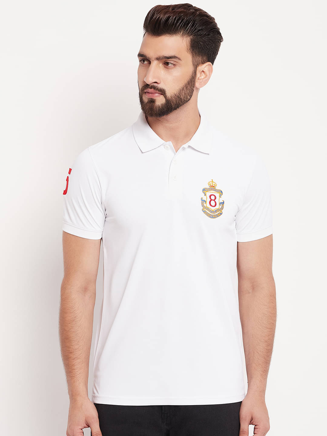     			Auxamis Pack of 1 Cotton Blend Regular Fit Solid Half Sleeves Men's Polo T Shirt ( White )
