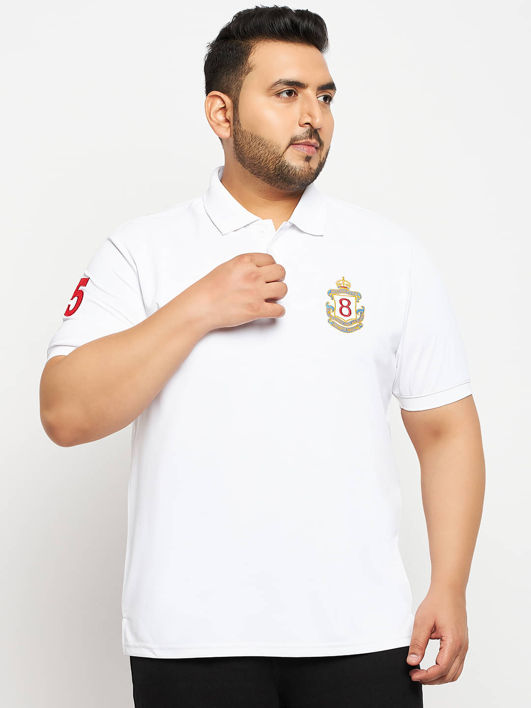     			Auxamis Pack of 1 Cotton Blend Regular Fit Embroidered Half Sleeves Men's Polo T Shirt ( White )