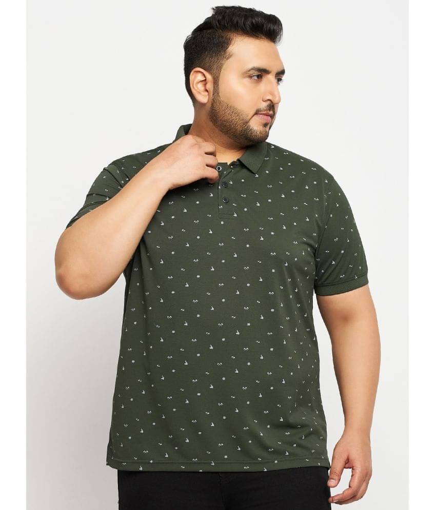    			Auxamis Pack of 1 Cotton Blend Regular Fit Printed Half Sleeves Men's Polo T Shirt ( Olive )
