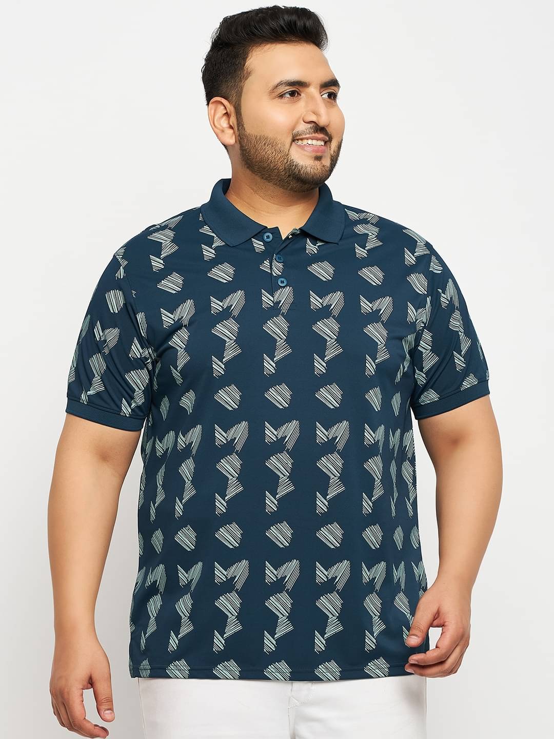 Auxamis Pack of 1 Cotton Blend Regular Fit Printed Half Sleeves Men's Polo T Shirt ( Navy ) Auxamis Pack of 1 Cotton Blend Regular Fit Printed Half Sleeves Men's Polo T Shirt ( Navy )