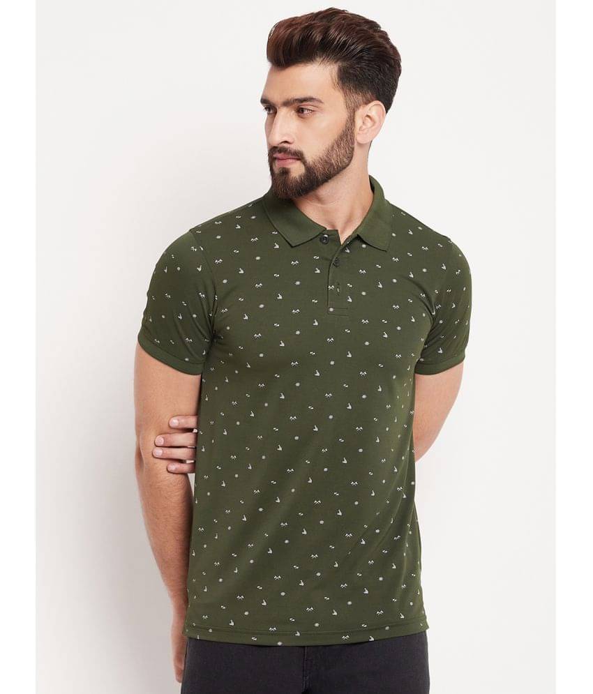Auxamis Pack of 1 Cotton Blend Regular Fit Printed Half Sleeves Men's Polo T Shirt ( Olive )     			Auxamis Pack of 1 Cotton Blend Regular Fit Printed Half Sleeves Men's Polo T Shirt ( Olive )