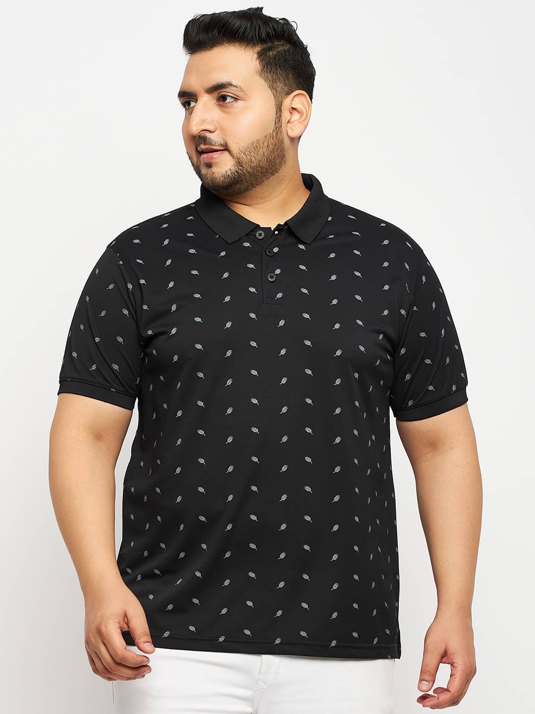     			Auxamis Pack of 1 Cotton Blend Regular Fit Printed Half Sleeves Men's Polo T Shirt ( Black )