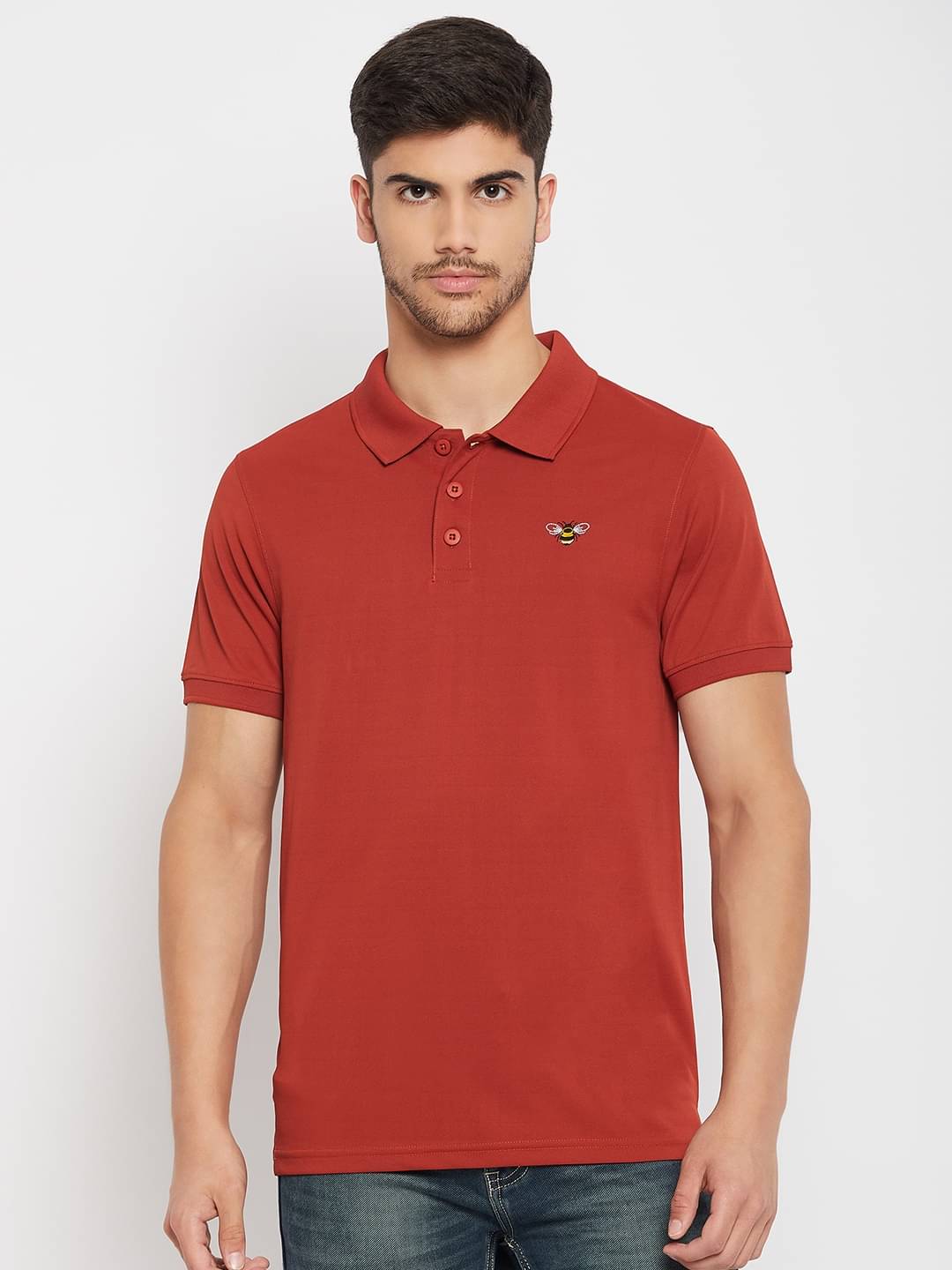 Auxamis Pack of 1 Cotton Blend Regular Fit Solid Half Sleeves Men's Polo T Shirt ( Rust ) Auxamis Pack of 1 Cotton Blend Regular Fit Solid Half Sleeves Men's Polo T Shirt ( Rust )