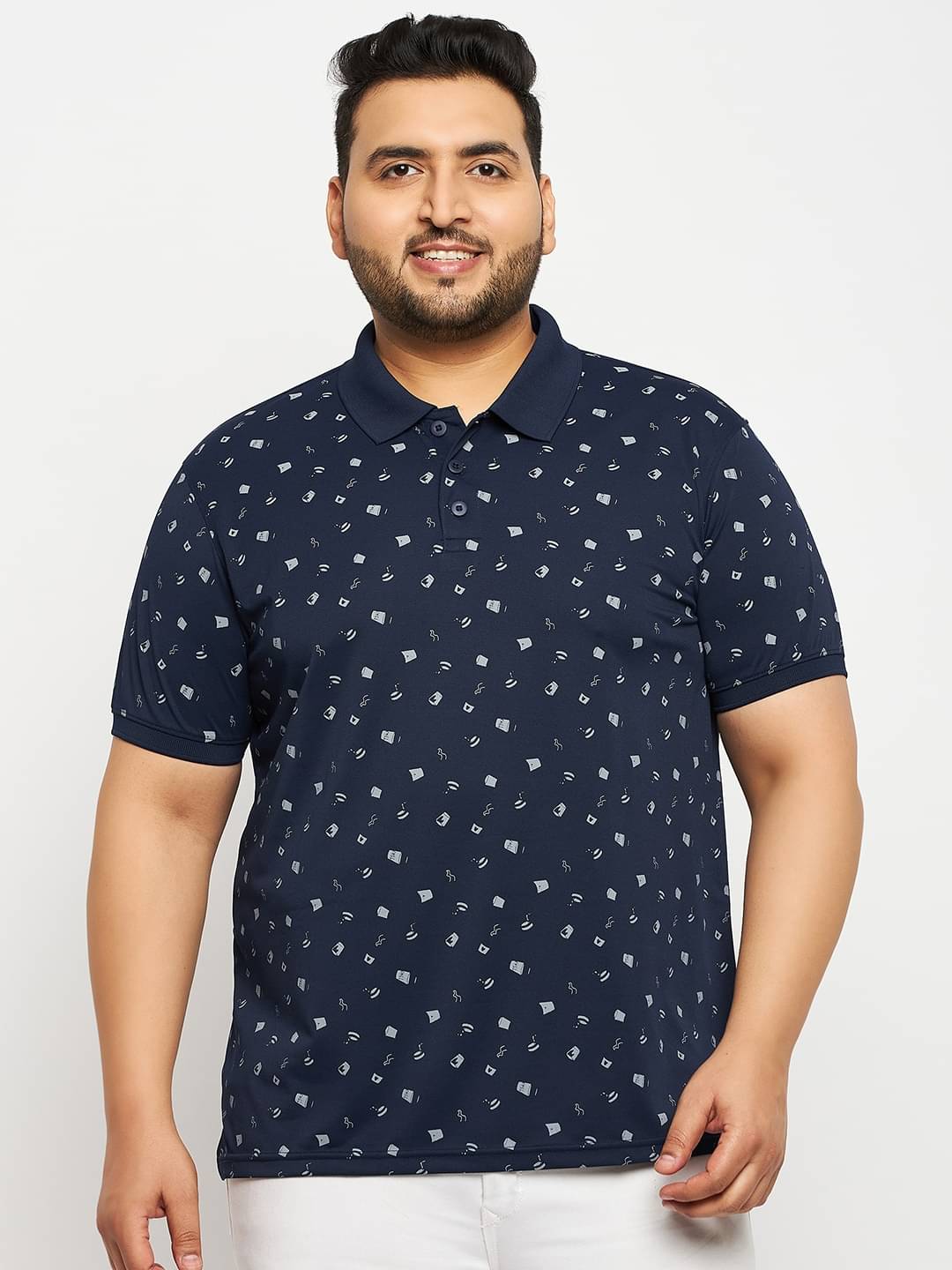 Auxamis Pack of 1 Cotton Blend Regular Fit Printed Half Sleeves Men's Polo T Shirt ( Navy Blue ) Auxamis Pack of 1 Cotton Blend Regular Fit Printed Half Sleeves Men's Polo T Shirt ( Navy Blue )