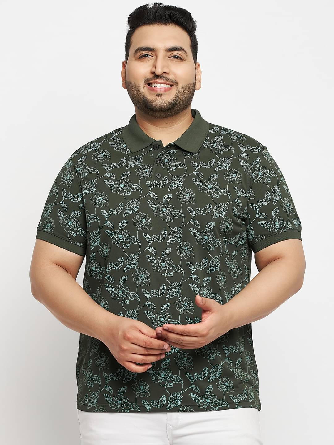 Auxamis Pack of 1 Cotton Blend Regular Fit Printed Half Sleeves Men's Polo T Shirt ( Olive )     			Auxamis Pack of 1 Cotton Blend Regular Fit Printed Half Sleeves Men's Polo T Shirt ( Olive )