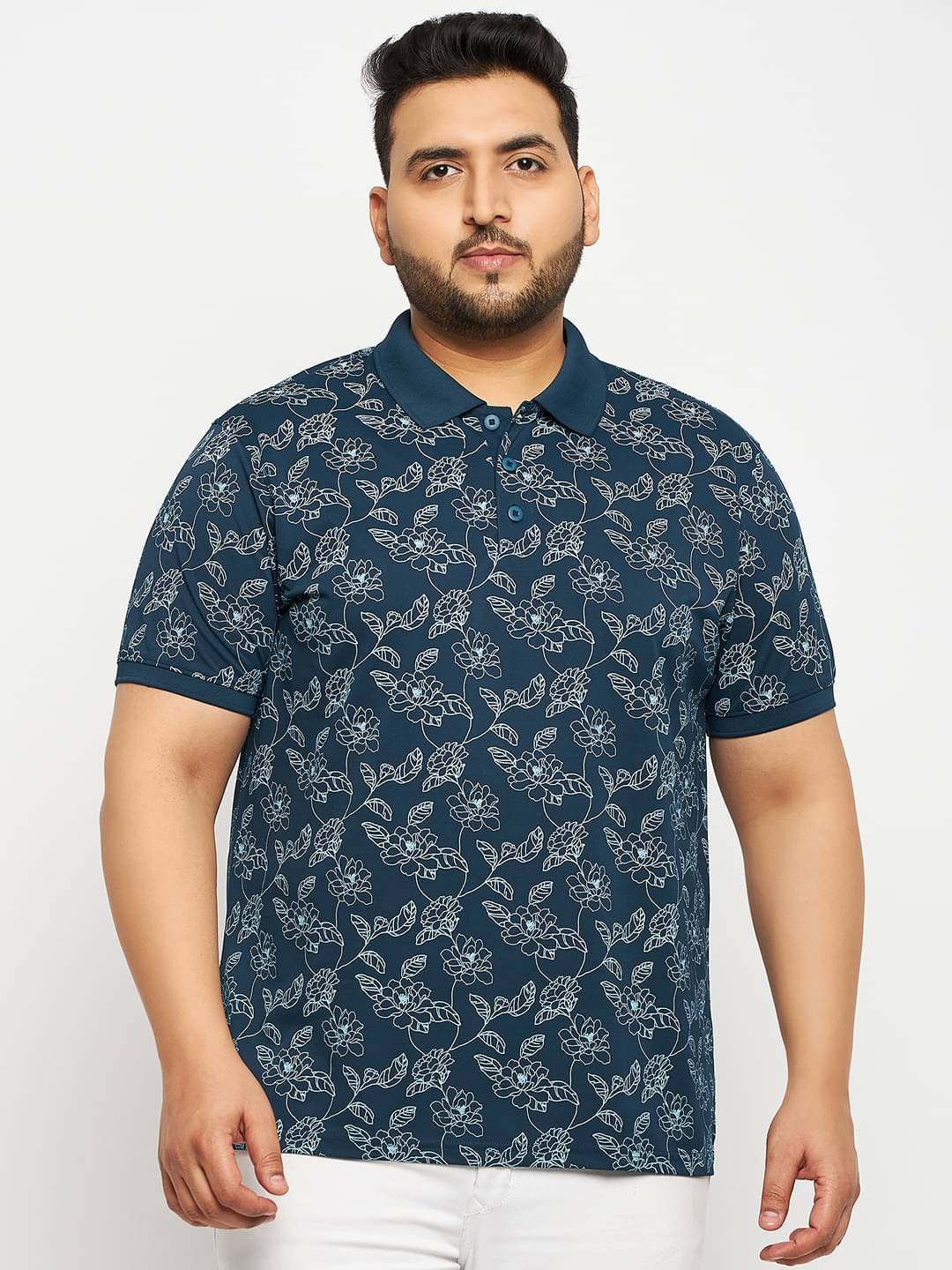 Auxamis Pack of 1 Cotton Blend Regular Fit Printed Half Sleeves Men's Polo T Shirt ( Navy Blue ) Auxamis Pack of 1 Cotton Blend Regular Fit Printed Half Sleeves Men's Polo T Shirt ( Navy Blue )