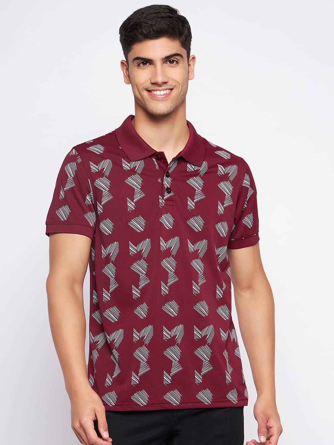     			Auxamis Pack of 1 Cotton Blend Regular Fit Printed Half Sleeves Men's Polo T Shirt ( Maroon )