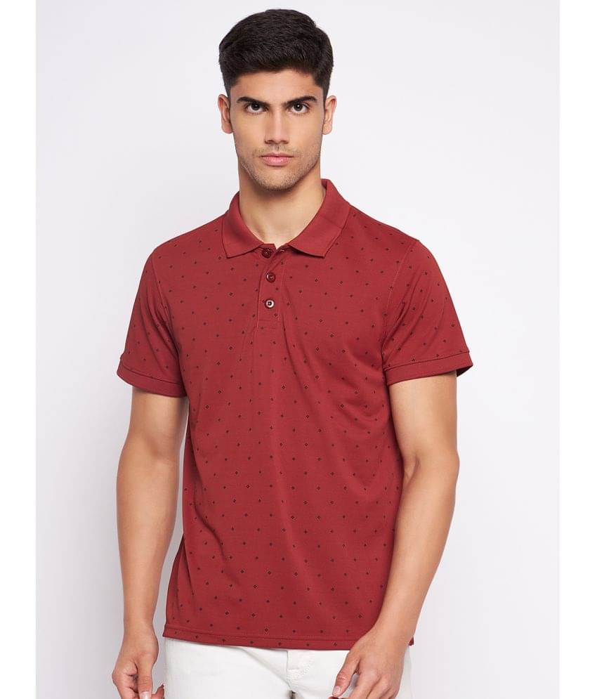 Auxamis Pack of 1 Cotton Blend Regular Fit Printed Half Sleeves Men's Polo T Shirt ( Red )     			Auxamis Pack of 1 Cotton Blend Regular Fit Printed Half Sleeves Men's Polo T Shirt ( Red )