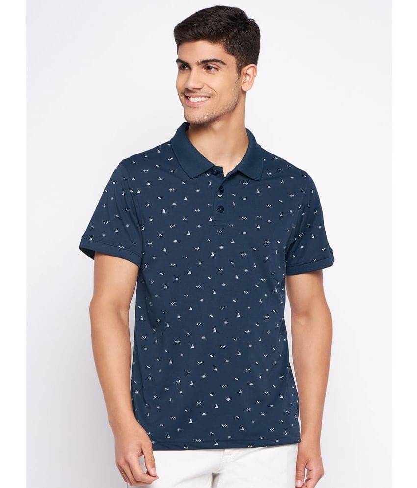     			Auxamis Pack of 1 Cotton Blend Regular Fit Printed Half Sleeves Men's Polo T Shirt ( Blue )