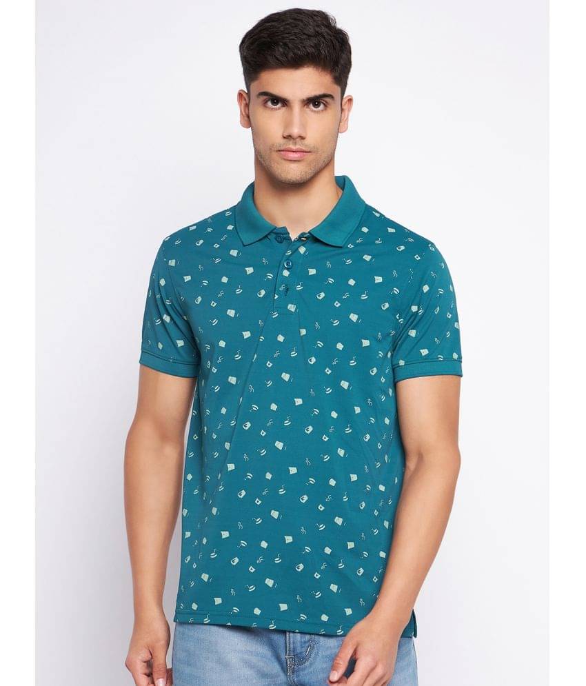     			Auxamis Pack of 1 Cotton Blend Regular Fit Printed Half Sleeves Men's Polo T Shirt ( Teal Blue )