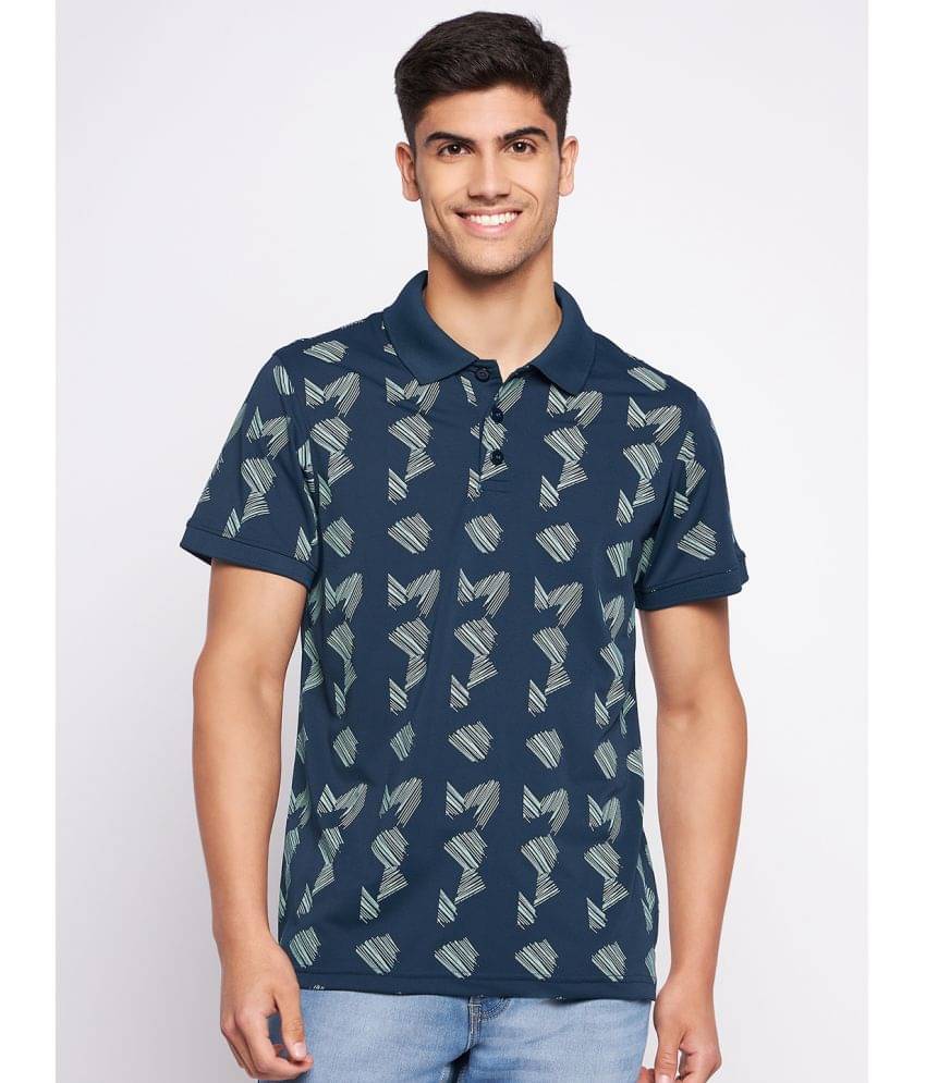 Auxamis Pack of 1 Cotton Blend Regular Fit Printed Half Sleeves Men's Polo T Shirt ( Teal Blue ) Auxamis Pack of 1 Cotton Blend Regular Fit Printed Half Sleeves Men's Polo T Shirt ( Teal Blue )