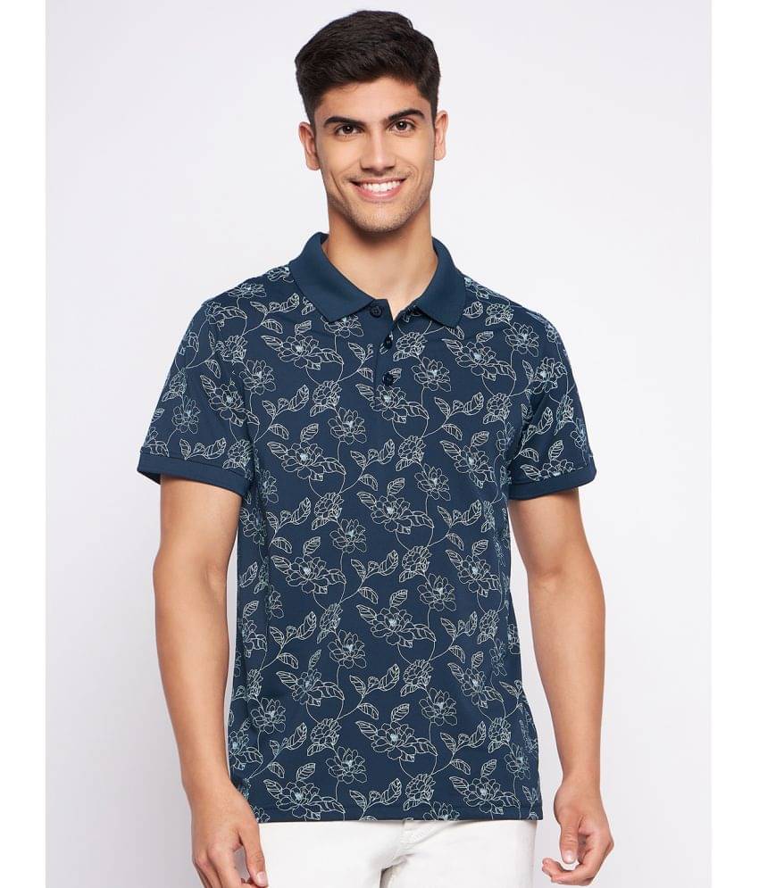     			Auxamis Pack of 1 Cotton Blend Regular Fit Printed Half Sleeves Men's Polo T Shirt ( Teal Blue )