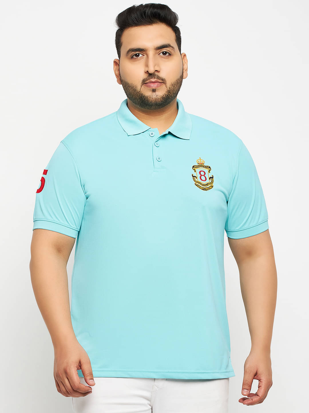     			Auxamis Pack of 1 Cotton Blend Regular Fit Solid Half Sleeves Men's Polo T Shirt ( Aqua )