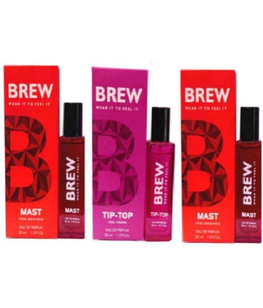 Brew - 1 TIP TOP 2 MAST PERFUME 30 ML EACH , PACK OF 3 . Eau De Parfum (EDP) For Unisex 90 ( Pack of 3 ) Brew - 1 TIP TOP 2 MAST PERFUME 30 ML EACH , PACK OF 3 . Eau De Parfum (EDP) For Unisex 90 ( Pack of 3 )
