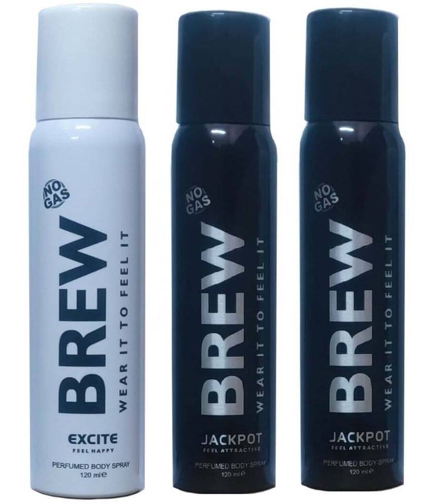    			Brew - BREW 2 JACPOT & 1 EXCITE  120ML EACH, Deodorant Spray for Men 360 ml ( Pack of 3 )