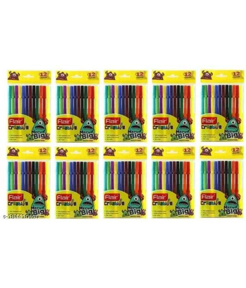     			Flair Creative Series Mr. Big Colourful 12 Shades Sleek Design Superfine Nib Sketch Pens (Set of 10, Multicolor)