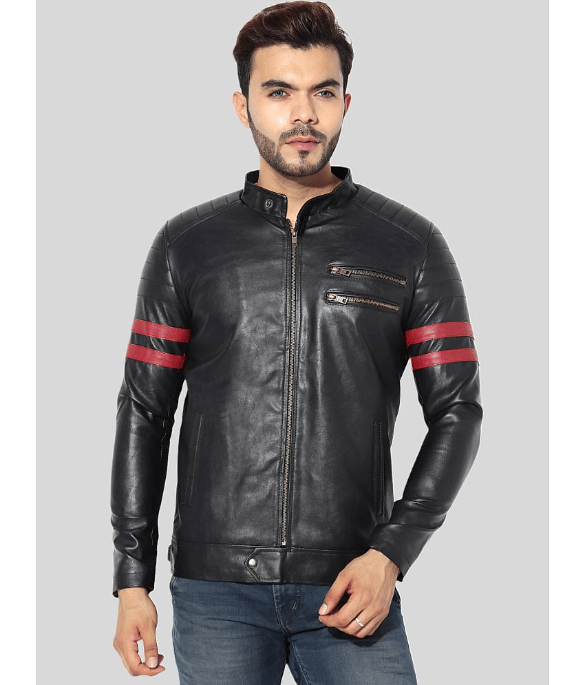 GARMADIAN - Black PU Leather Slim Fit Men's Leather Jacket ( Pack of 1 )