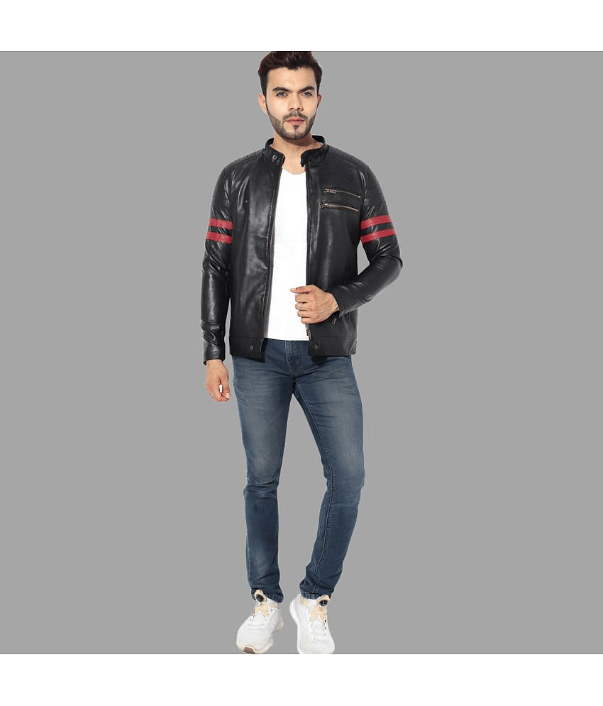 GARMADIAN - Black PU Leather Slim Fit Men's Leather Jacket ( Pack of 1 )