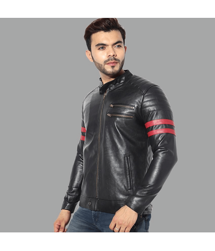 GARMADIAN - Black PU Leather Slim Fit Men's Leather Jacket ( Pack of 1 )
