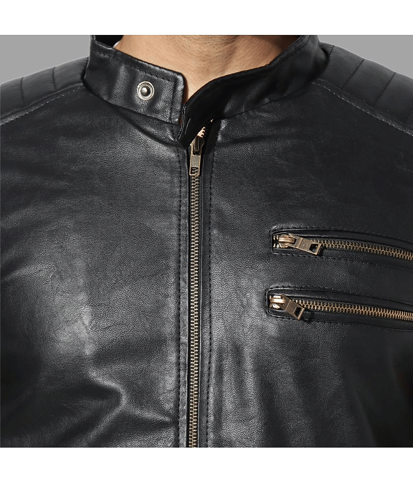 GARMADIAN - Black PU Leather Slim Fit Men's Leather Jacket ( Pack of 1 )
