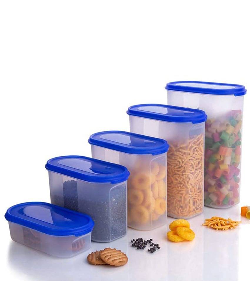     			iview kitchenware - Grocery/Food/Pasta Polyproplene Navy Blue Dal Container ( Set of 5 )