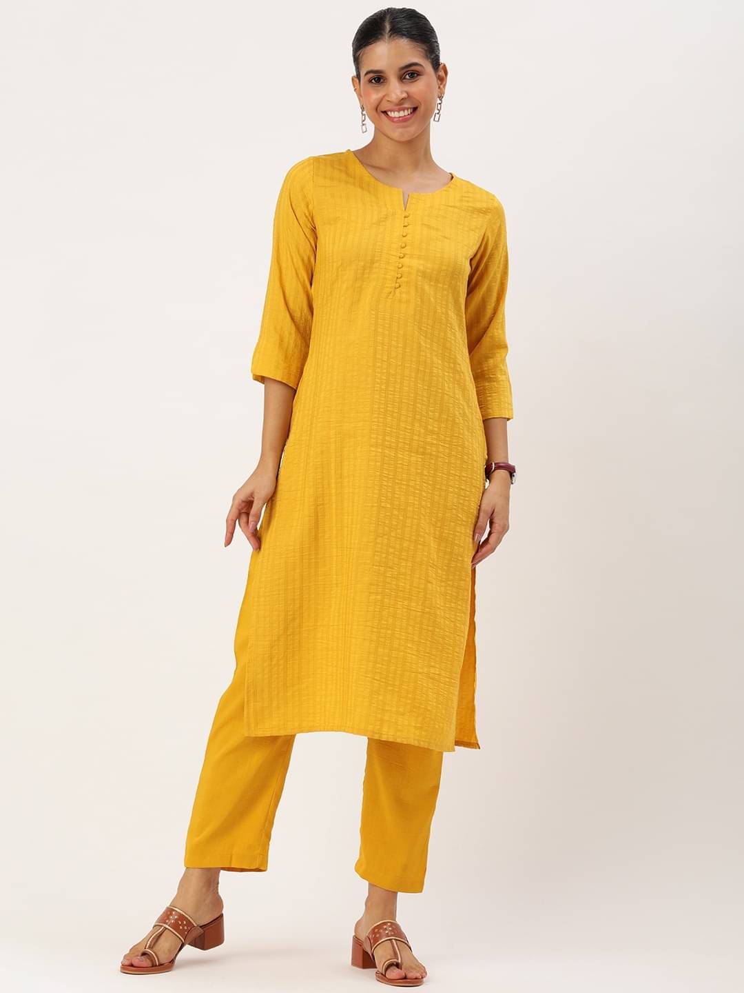 Hritika Rayon Self Design Kurti With Pants Women's Stitched Salwar Suit - Yellow ( Pack of 1 ) Hritika Rayon Self Design Kurti With Pants Women's Stitched Salwar Suit - Yellow ( Pack of 1 )