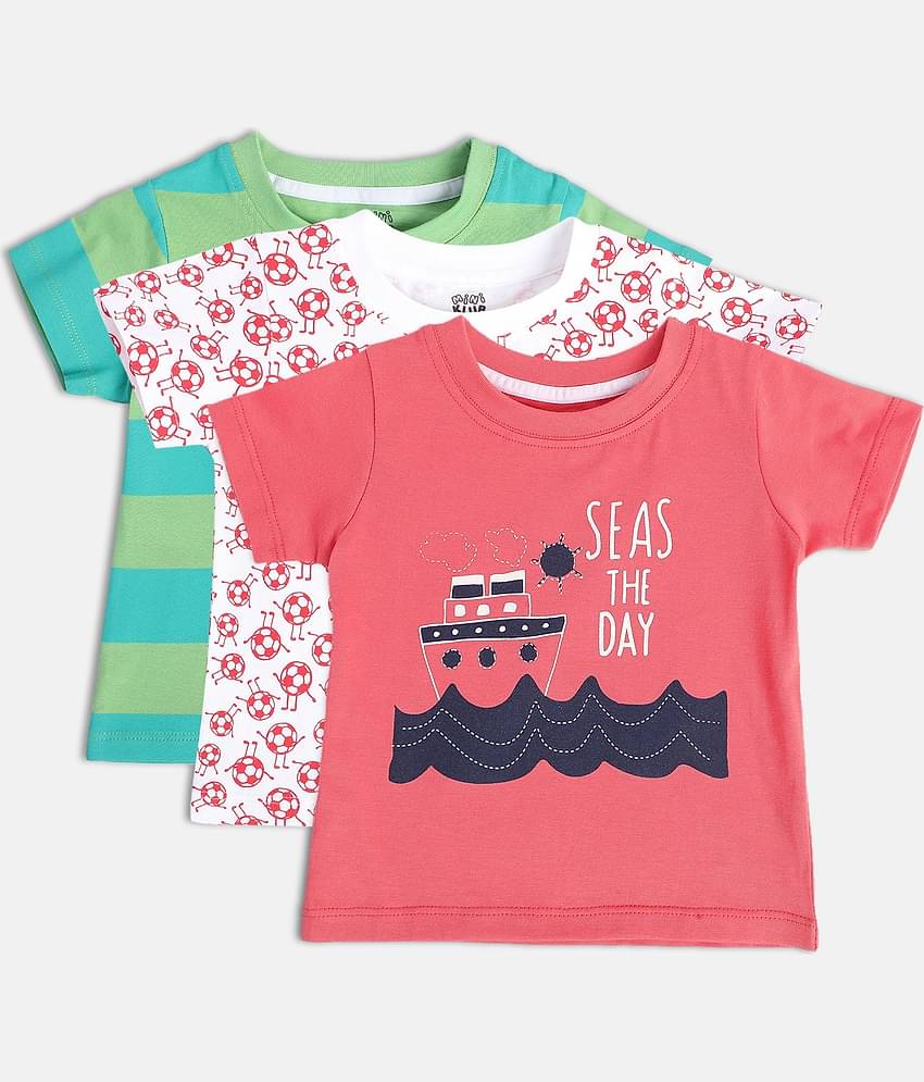 MINI KLUB Pack of 3 Baby Boys Cotton Blend T-Shirt ( Multi )