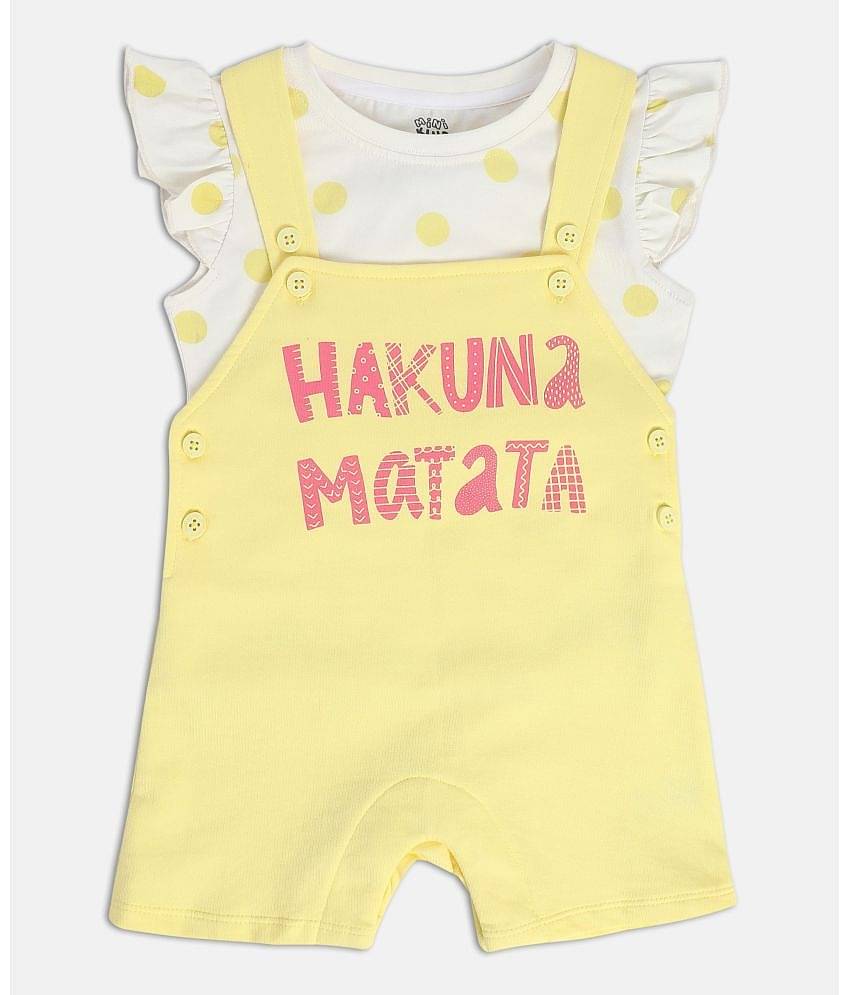MINI KLUB Pack of 1 Baby Girls Cotton Dungaree Sets ( Multi )