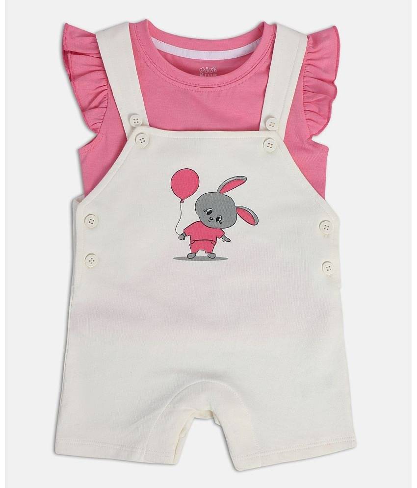MINI KLUB Pack of 1 Baby Girls Cotton Dungaree Sets ( Multi )