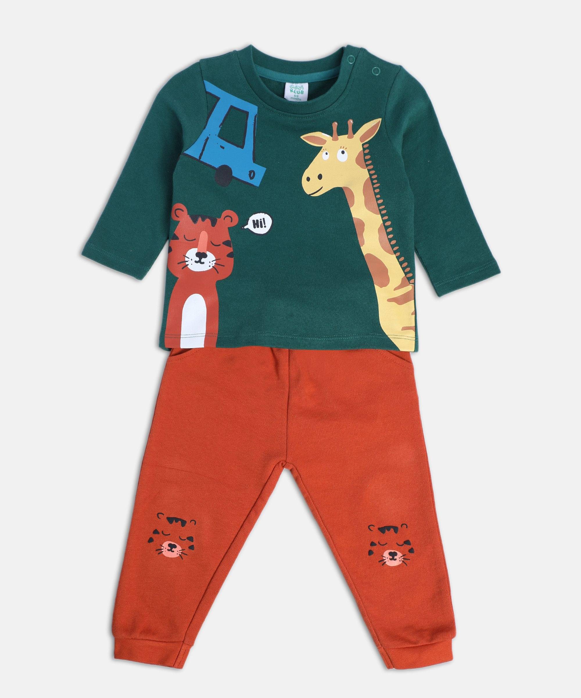     			MINI KLUB Pack of 1 Baby Boys Cotton Sweatshirt & Jogger Set ( Multi )