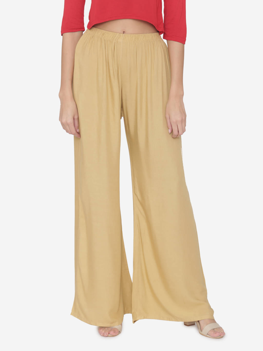     			N-Gal - Beige Rayon Wide leg Women's Palazzos ( Pack of 1 )