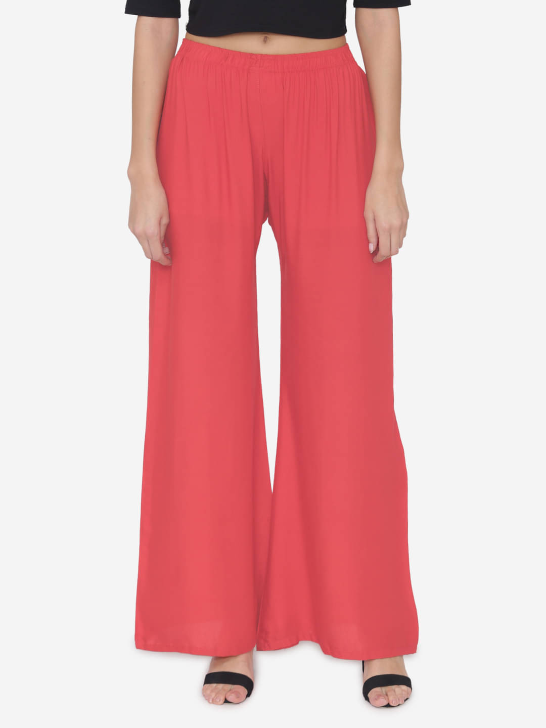     			N-Gal - Coral Rayon Wide leg Women's Palazzos ( Pack of 1 )