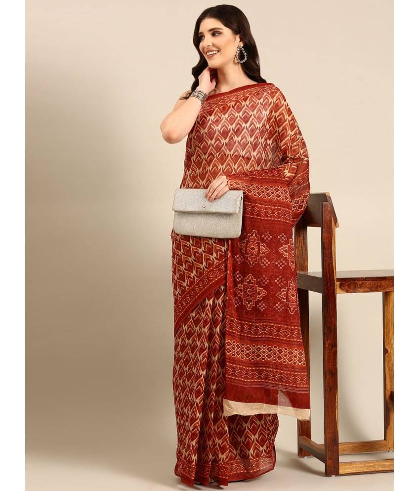 SHANVIKA Cotton Printed Saree Without Blouse Piece ( Rust ) SHANVIKA Cotton Printed Saree Without Blouse Piece ( Rust )