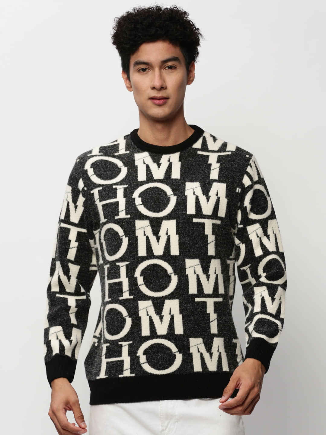 Showoff Acrylic Round Neck Men's Full Sleeves Pullover Sweater - Black ( Pack of 1 )